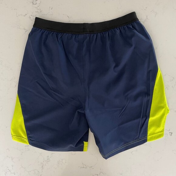 Reebok Athletic HT3711 Pull On Running Shorts Navy + Florescent Yellow Sz S NWT - Picture 5 of 12